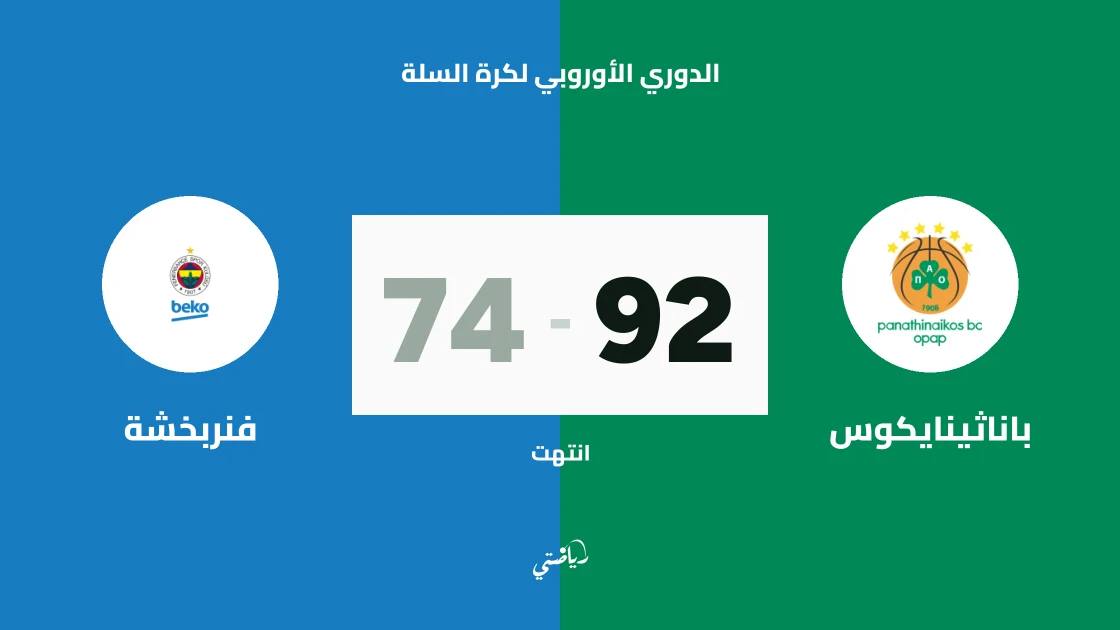 باناثينايكوس يحقق فوزه الرابع تواليا في الدوري الأوروبي لكرة السلة