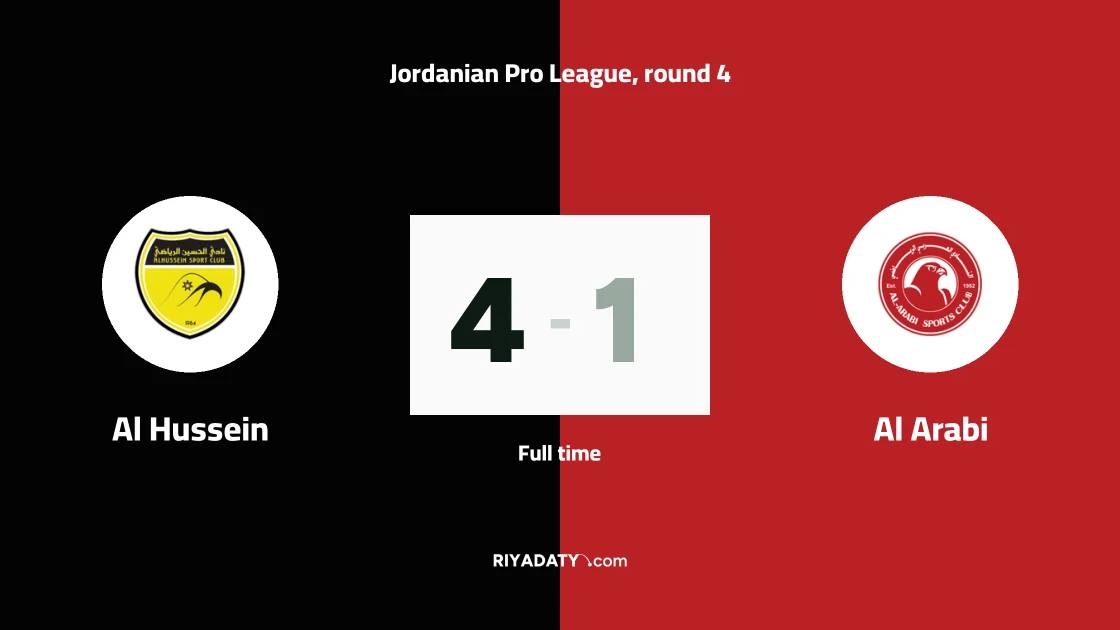Al Hussein crush Al Arabi 4-0 in Jordanian Pro League
