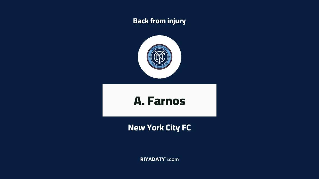 Farnos returns to training with New York City FC after injury absence