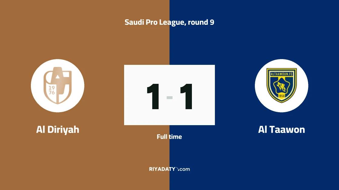 Al Diriyah and Al Taawon draw 1-1 in matchday 9 of the Saudi Pro League