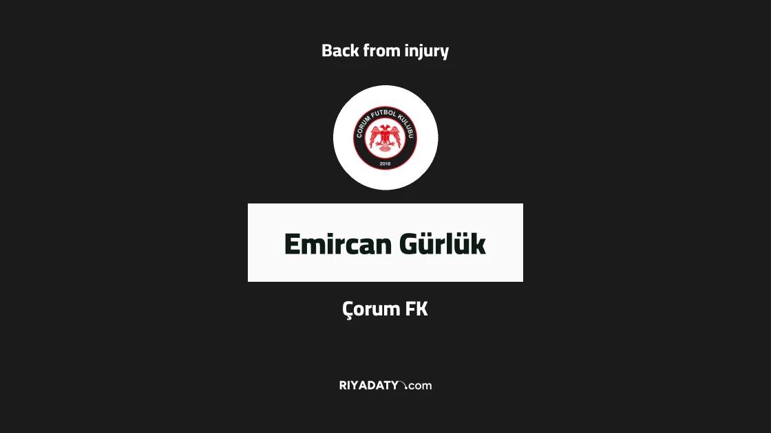 Emircan Gürlük returns to Çorum FK squad after injury absence