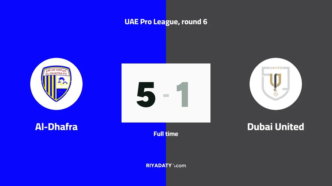 Al-Dhafra crush Dubai United with a clean five-goal haul in the UAE Pro League
