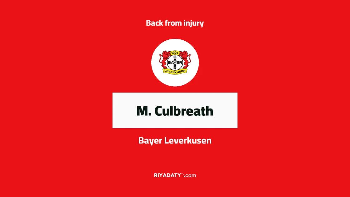 Culbreath returns to training with Bayer Leverkusen after recovering from foot injury
