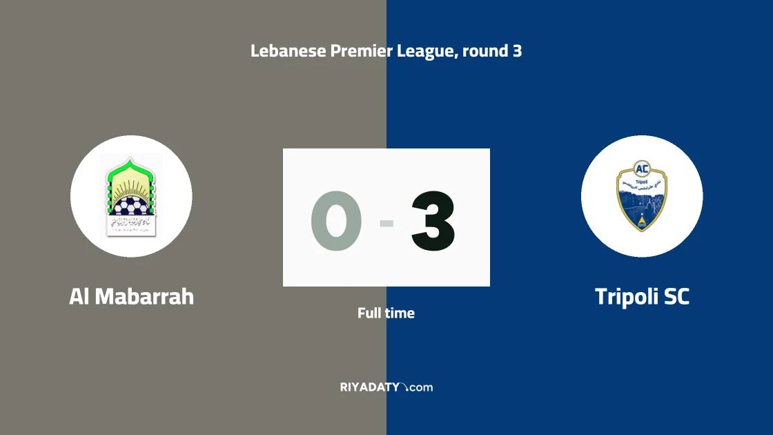 Tripoli SC thrash Al Mabarrah with three goals in Lebanese Premier League round three