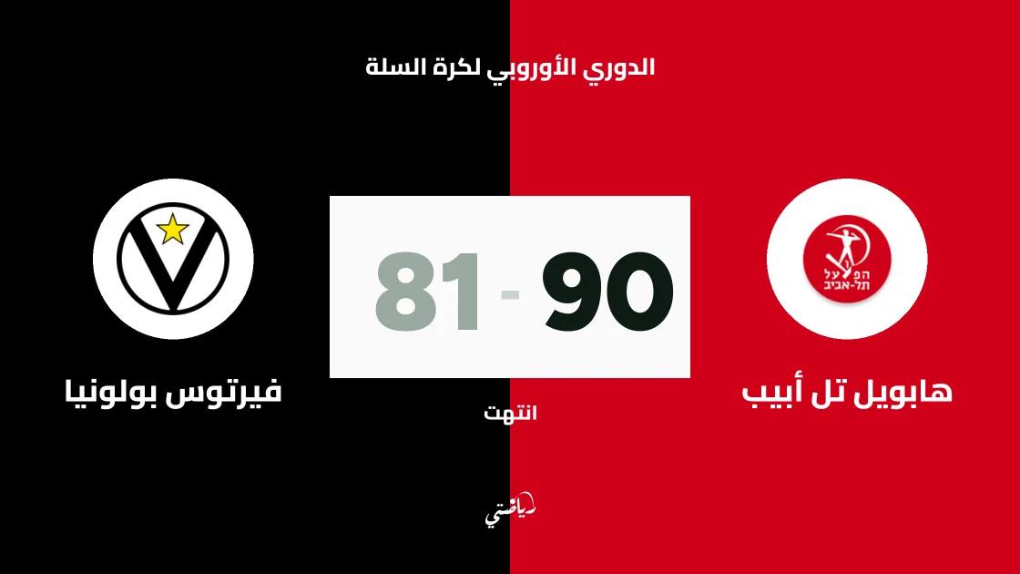 هابويل تل أبيب يتغلب على فيرتوس بولونيا 90-81 في اليوروليغ