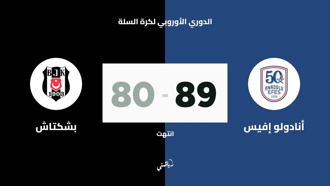 أنادولو إفيس يتغلب على بشكتاش 89-80 في الدوري الأوروبي لكرة السلة