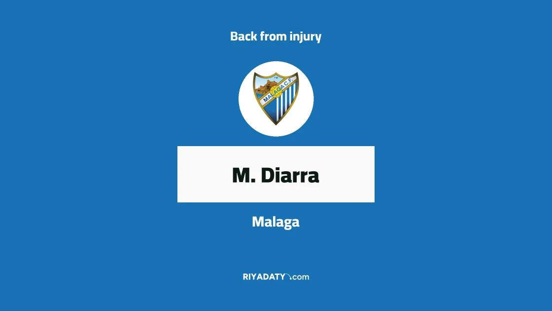 Diarra returns to Malaga squad after recovering from hamstring injury