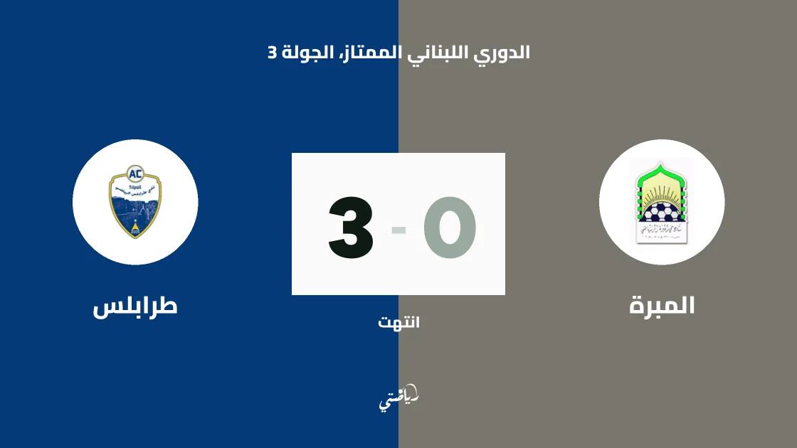 طرابلس يسحق المبرة بثلاثية في الجولة الثالثة من الدوري اللبناني