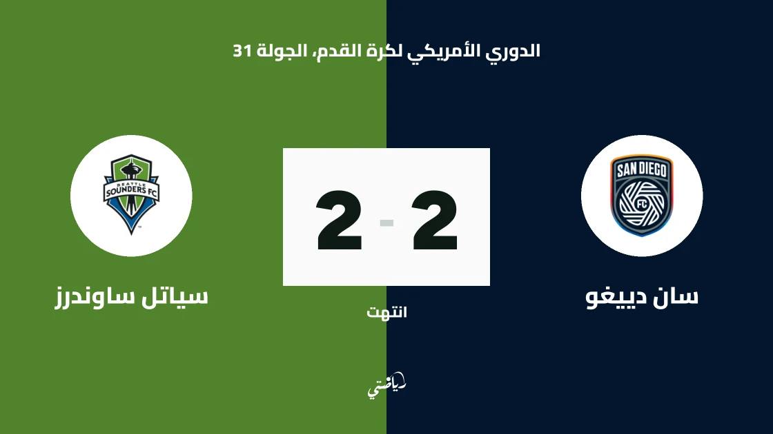 باكامبو ينقذ سان دييغو بهدف قاتل من ركلة جزاء أمام سياتل ساوندرز 2-2