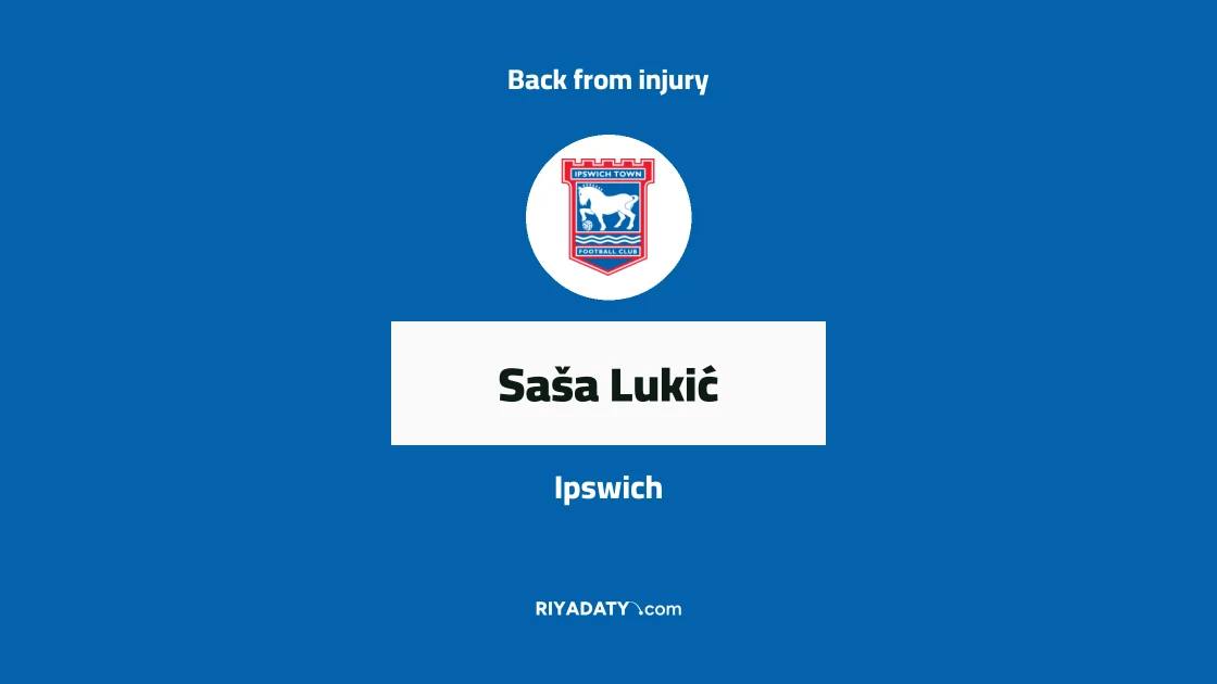 Saša Lukić returns to training with Ipswich after injury absence