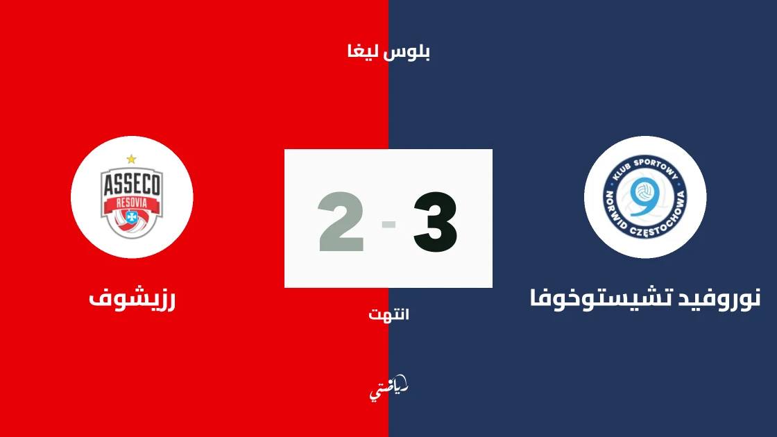 نوروفيد تشيستوخوفا يتغلب على رزيشوف 3-2 في الجولة الأولى من بلوس ليغا